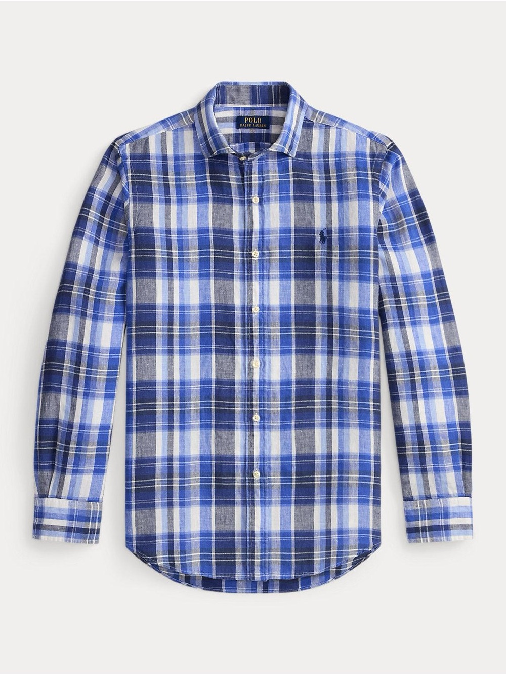 Ralph Lauren Classic Blue Plaid Long-Sleeve Shirt - Picture 3 of 5